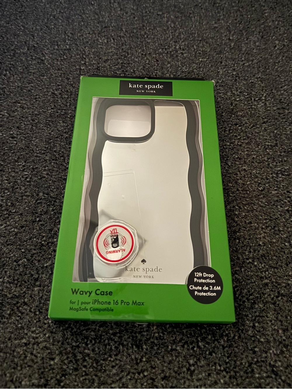 NEW- Kate Spade iPhone 16 Pro Max Wavy Mirror MagSafe Case Black
